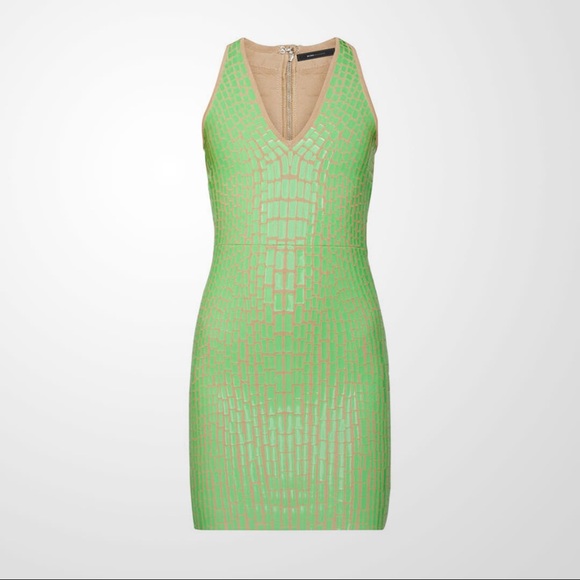 BCBGMaxAzria Vinyl Bodycon Dress Vibrant Green New - Picture 6 of 9